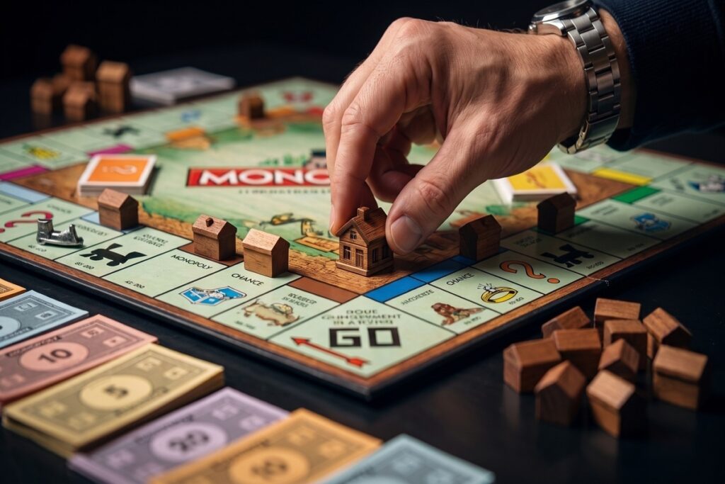 Spelare placerar hus strategiskt för att vinna i Monopol