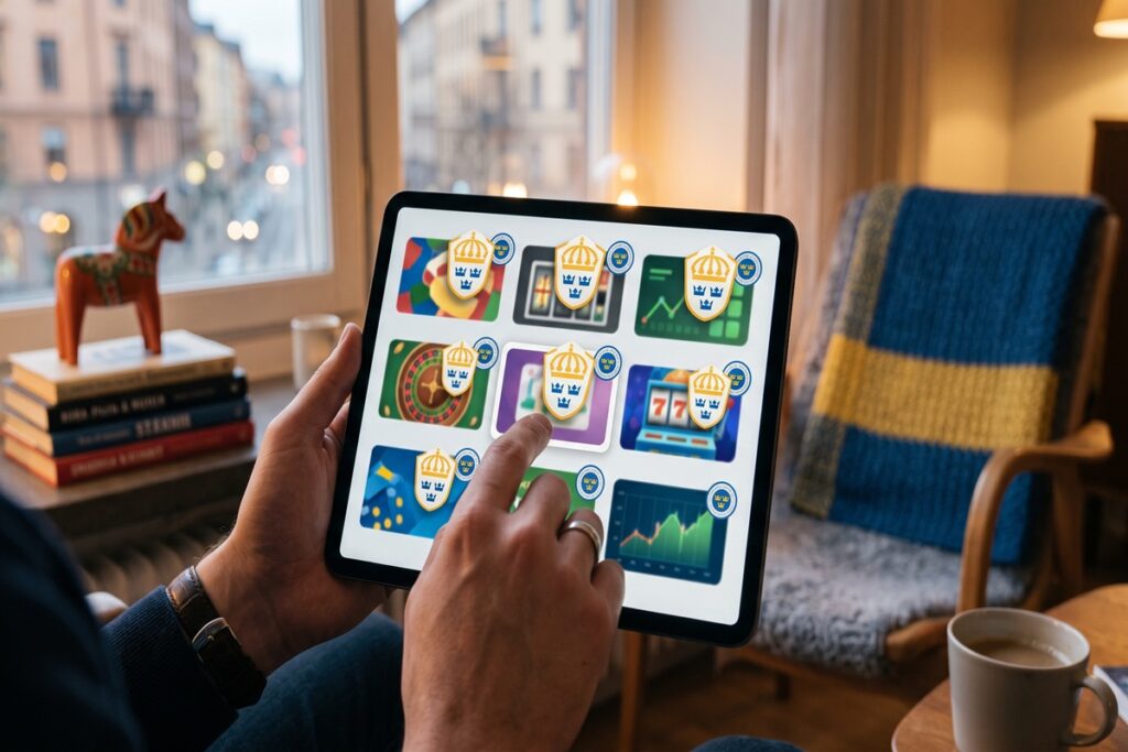 Välj spelsidor med svensk licens