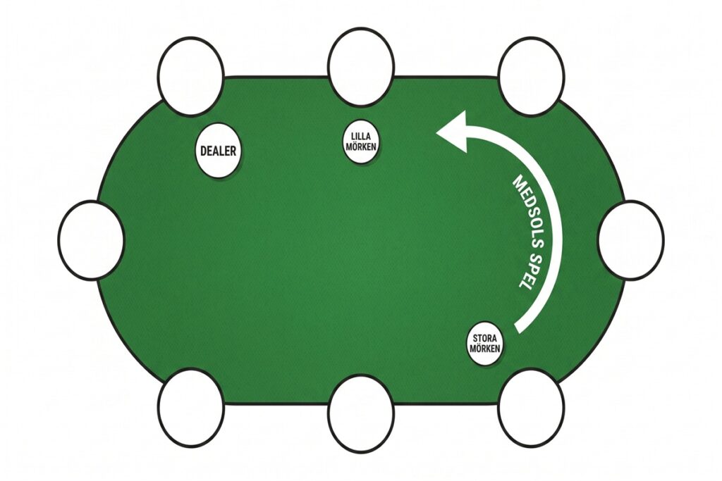 poker regler bordsplacering med dealer och mörkar